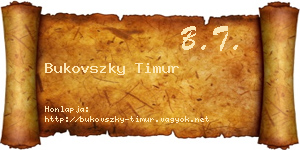 Bukovszky Timur névjegykártya